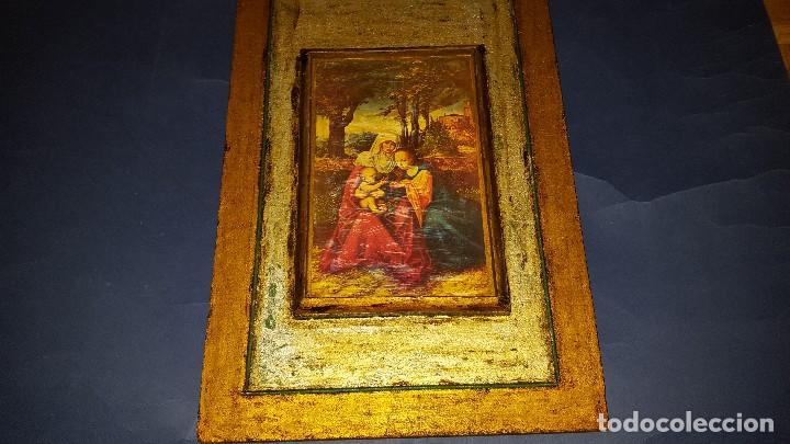Arte: TRIPTICO EN MADERA CON LAMINAS IMAGENES RELIGIOSAS - Foto 2