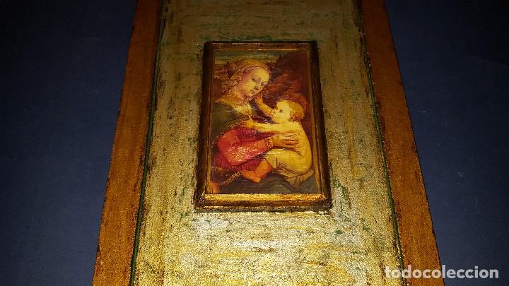 Arte: TRIPTICO EN MADERA CON LAMINAS IMAGENES RELIGIOSAS - Foto 3