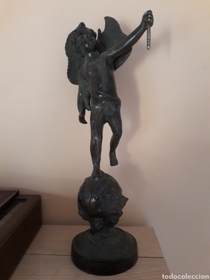 Arte: ESPECTACULAR QUERUBIN MUY ANTIGUO DE BRONCE. Ref s3 tras - Foto 1