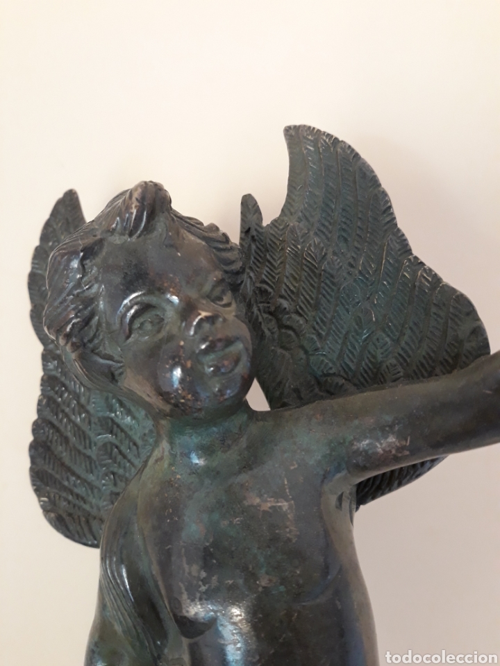 Arte: ESPECTACULAR QUERUBIN MUY ANTIGUO DE BRONCE. Ref s3 tras - Foto 2