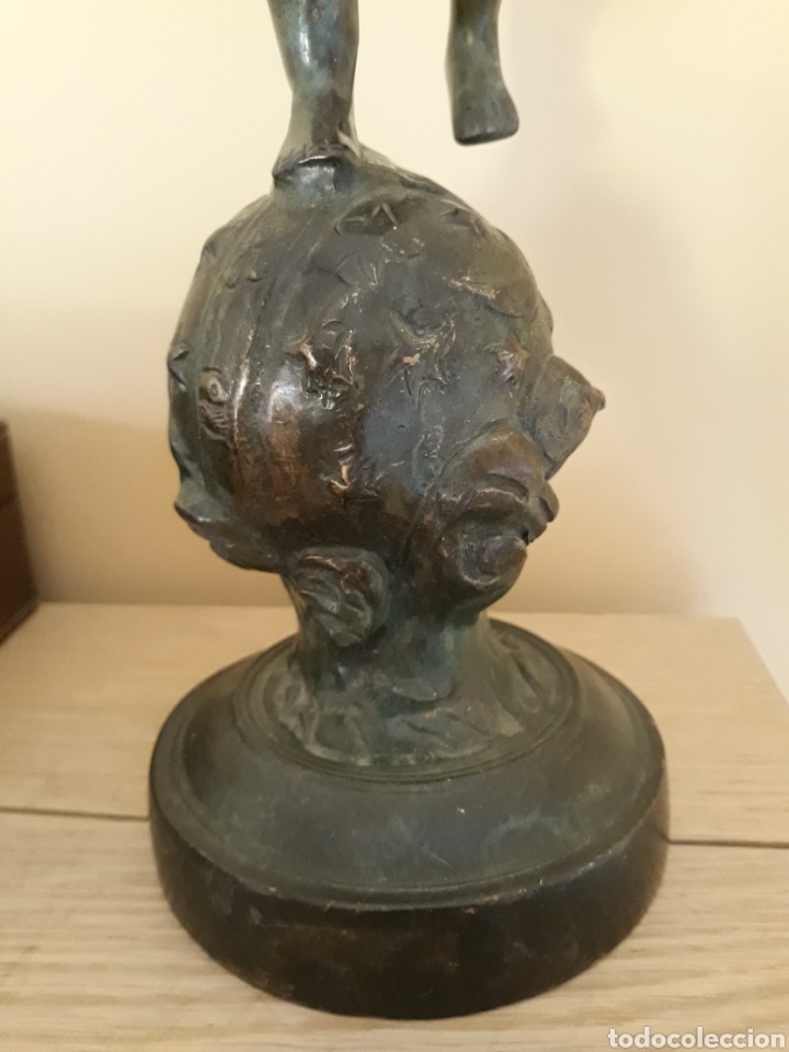 Arte: ESPECTACULAR QUERUBIN MUY ANTIGUO DE BRONCE. Ref s3 tras - Foto 4