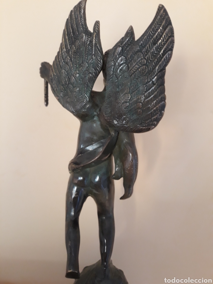 Arte: ESPECTACULAR QUERUBIN MUY ANTIGUO DE BRONCE. Ref s3 tras - Foto 5