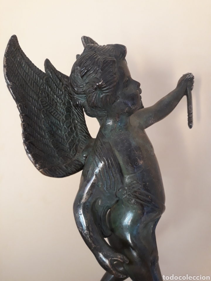 Arte: ESPECTACULAR QUERUBIN MUY ANTIGUO DE BRONCE. Ref s3 tras - Foto 6
