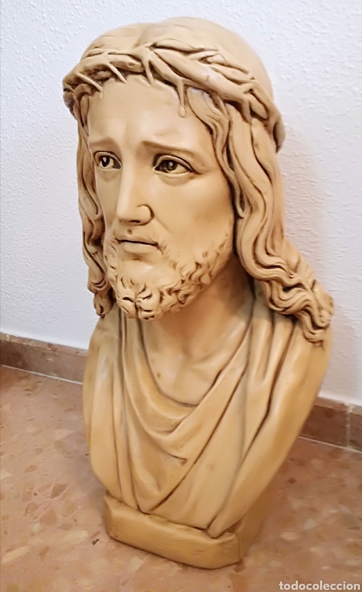 Arte: Gran Busto de Cristo en Estuco. - Foto 3