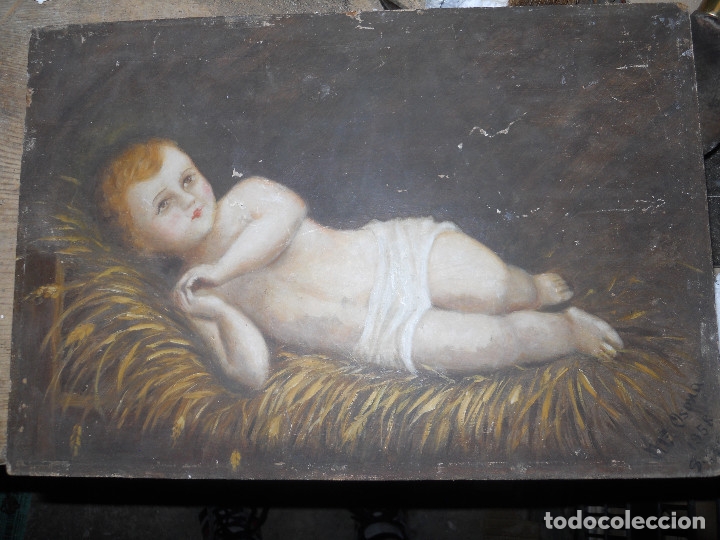 Arte: antiguo oleo sobre tablero - Foto 2