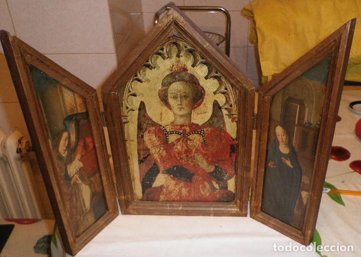 Arte: icono triptico de madera ruso - Foto 1