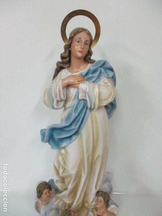 Arte: Preciosa Virgen Purísima - Estuco Policromado - 89 cm Altura - Sello El Arte Cristiano, Olot - Foto 10 - 139312310