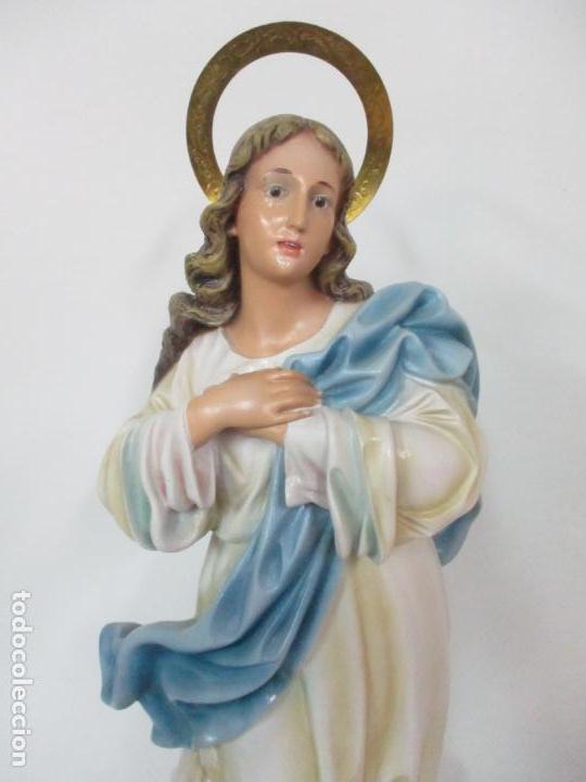 Arte: Preciosa Virgen Purísima - Estuco Policromado - 89 cm Altura - Sello El Arte Cristiano, Olot - Foto 11 - 139312310