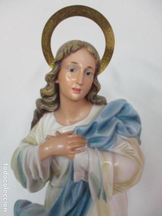 Arte: Preciosa Virgen Purísima - Estuco Policromado - 89 cm Altura - Sello El Arte Cristiano, Olot - Foto 12 - 139312310