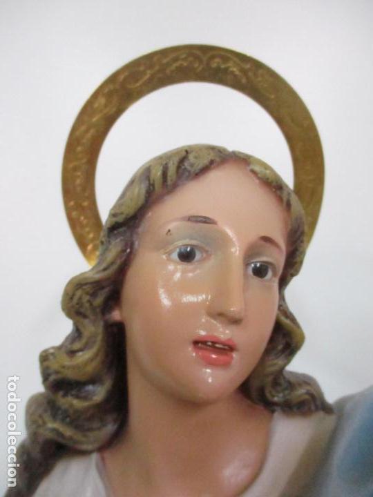 Arte: Preciosa Virgen Purísima - Estuco Policromado - 89 cm Altura - Sello El Arte Cristiano, Olot - Foto 14 - 139312310