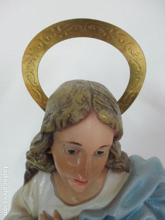 Arte: Preciosa Virgen Purísima - Estuco Policromado - 89 cm Altura - Sello El Arte Cristiano, Olot - Foto 16 - 139312310