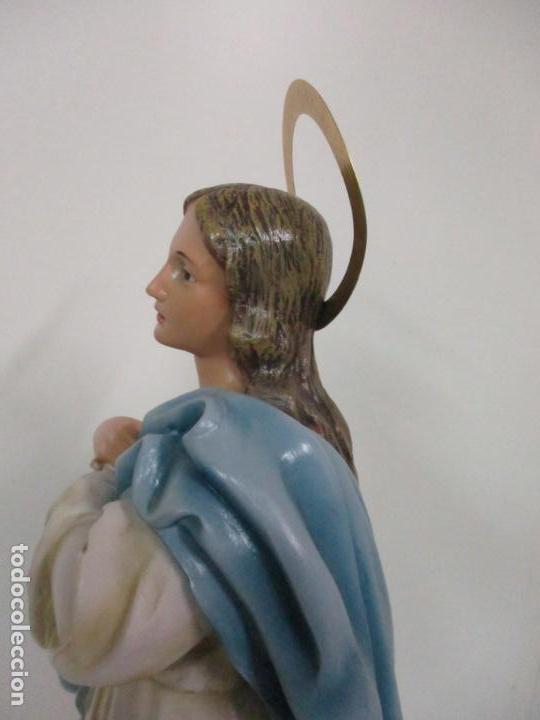 Arte: Preciosa Virgen Purísima - Estuco Policromado - 89 cm Altura - Sello El Arte Cristiano, Olot - Foto 20 - 139312310