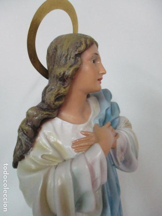 Arte: Preciosa Virgen Purísima - Estuco Policromado - 89 cm Altura - Sello El Arte Cristiano, Olot - Foto 28 - 139312310