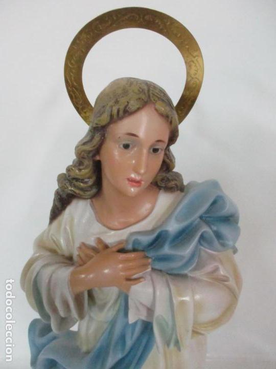 Arte: Preciosa Virgen Purísima - Estuco Policromado - 89 cm Altura - Sello El Arte Cristiano, Olot - Foto 30 - 139312310