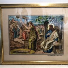 Arte: PEQUEÑO DIBUJO DE JESUS Y LA SAMARITANA, FIRMADO J. VILA.. Lote 144195374