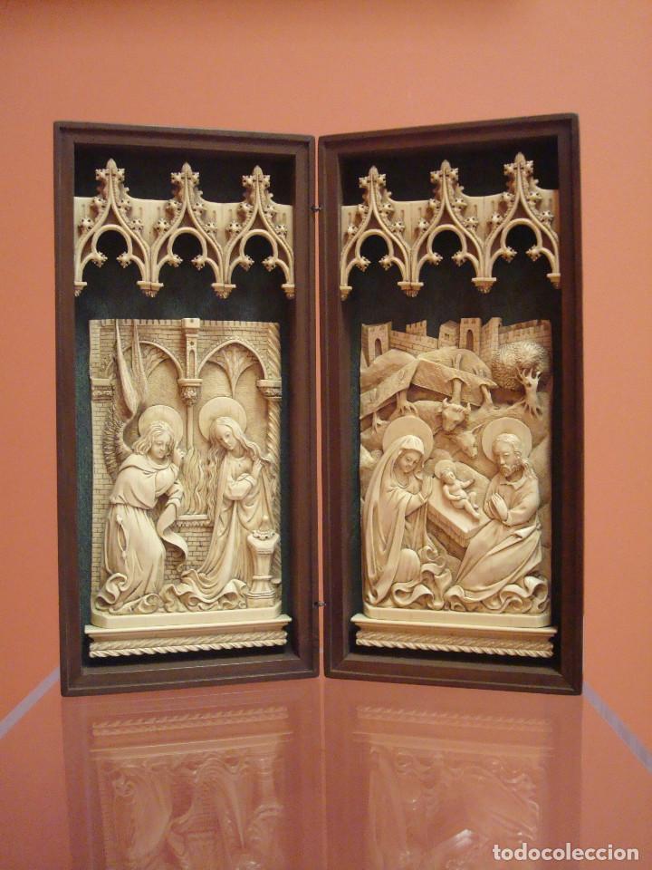 Arte: DIPTICO ESCENAS RELIGIOSAS. - Foto 1