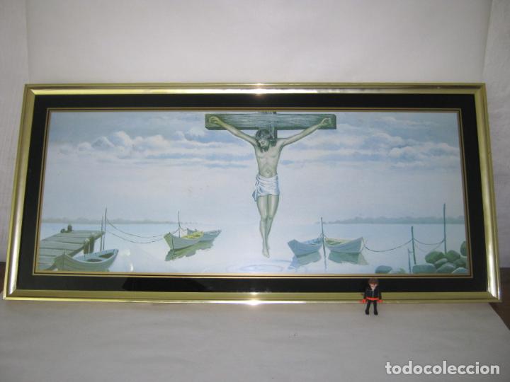 Arte: 1 metro - GRANDES DIMENSIONES !! - Jesucristo - Cristo de Dal&iacute; - barcas