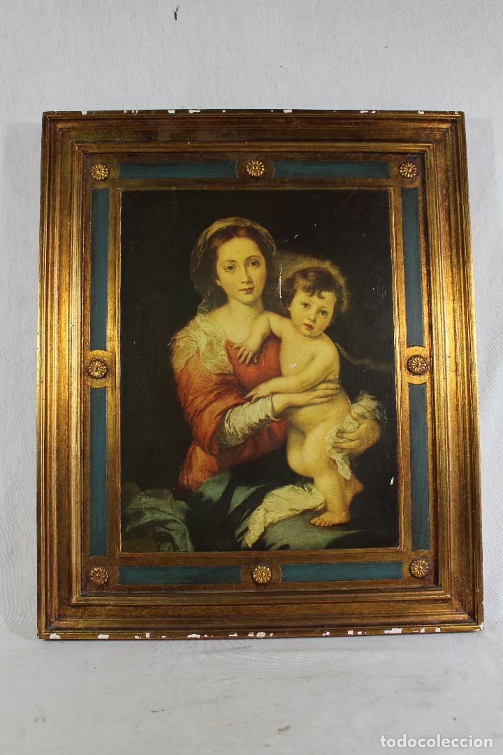 Arte: virgen con ni&ntilde;o - lamina madera - Foto 1