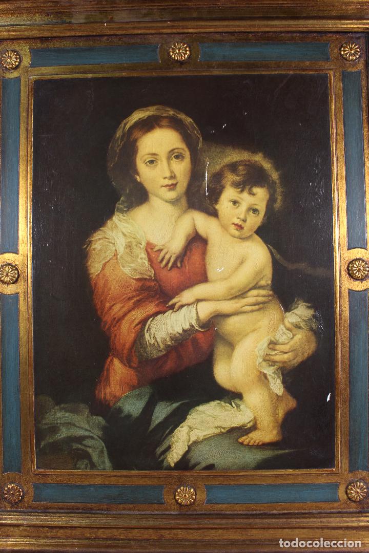 Arte: virgen con ni&ntilde;o - lamina madera - Foto 2