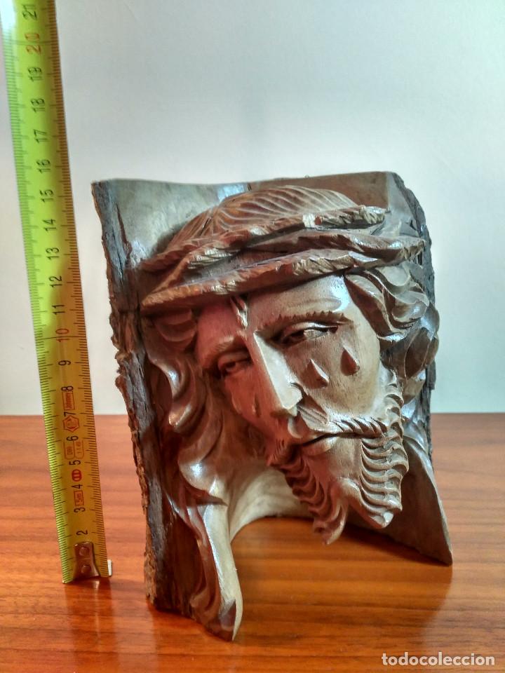 Arte: ROSTRO DE CRISTO TALLADO EN MADERA - Foto 2