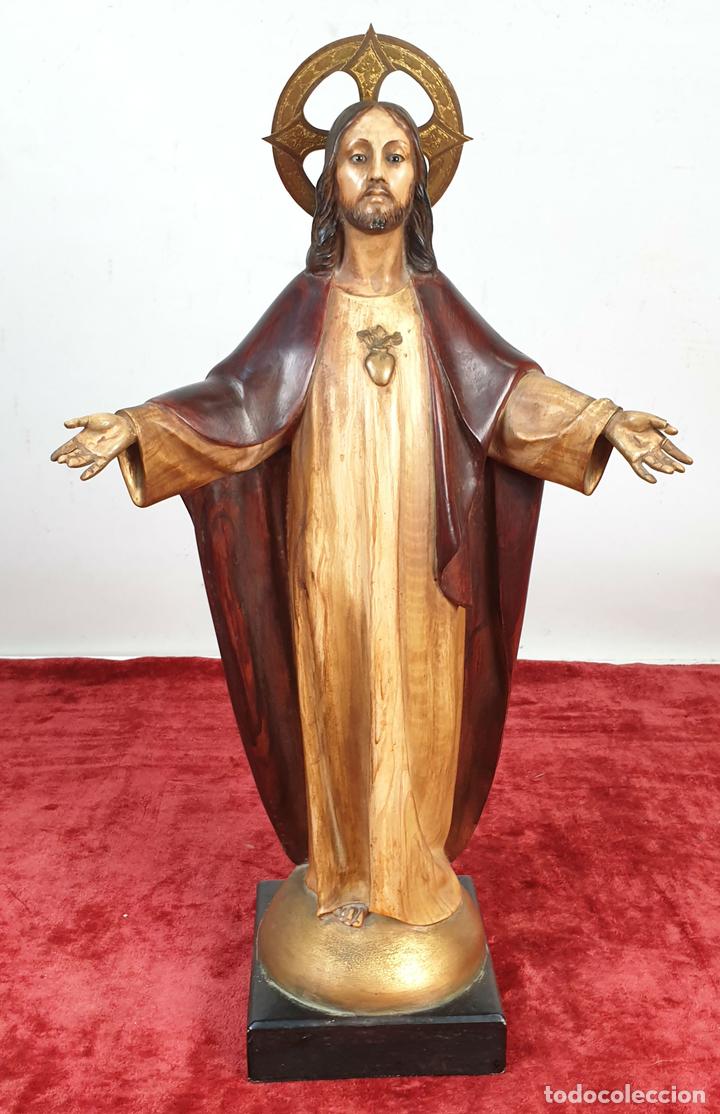 sagrado corazón. escultura de estuco. pintado a - Comprar Escultura