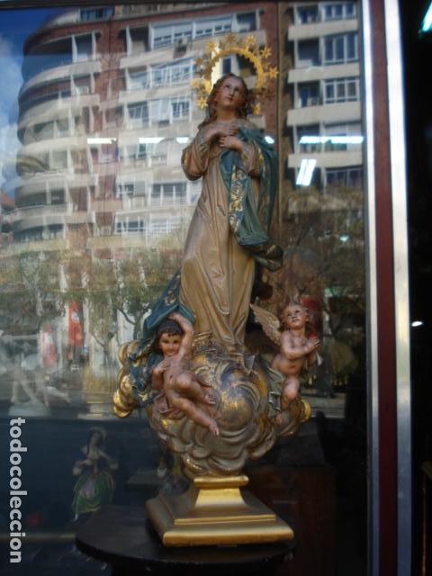 Arte: SXIX Magn&iacute;fica talla de madera Inmaculada Concepci&oacute;n - Foto 47