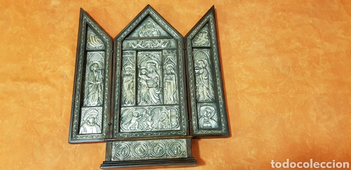 Arte: TRIPTICO PLATA REPUJADA - Foto 1