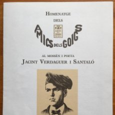 Arte: ELS AMICS DELS GOIGS HOMENATGE A MOSSÈN JACINTO VERDAGUER - DÍPTIC (2002). Lote 160656206
