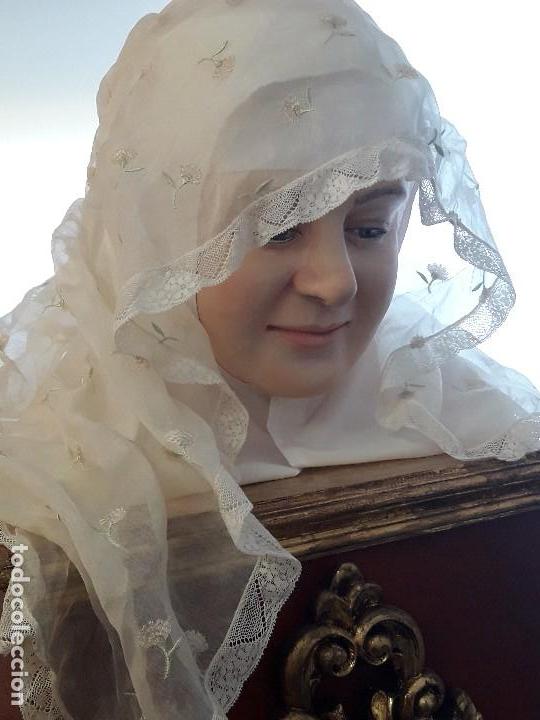 Arte: Busto de virgen en cera policromada - Foto 4