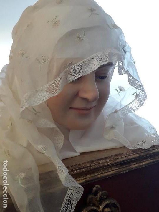 Arte: Busto de virgen en cera policromada - Foto 6