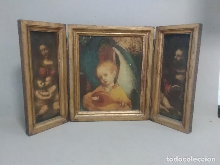 Arte: Triptico antiguo religioso 49x28x3 ctms - Foto 1