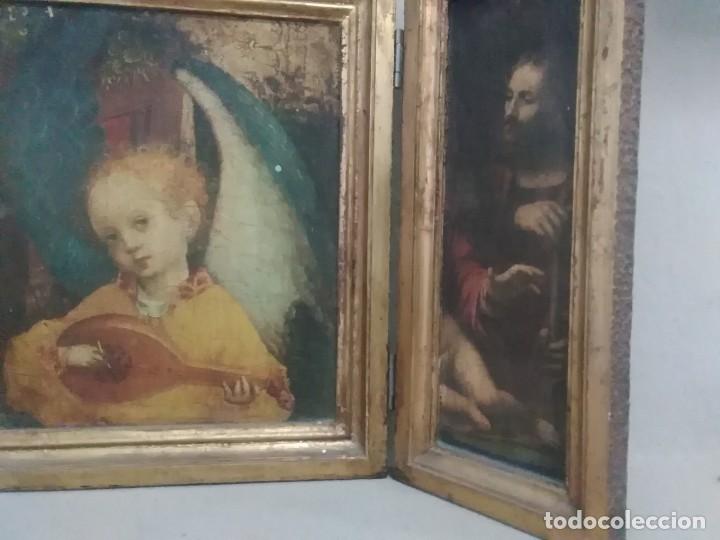 Arte: Triptico antiguo religioso 49x28x3 ctms - Foto 3