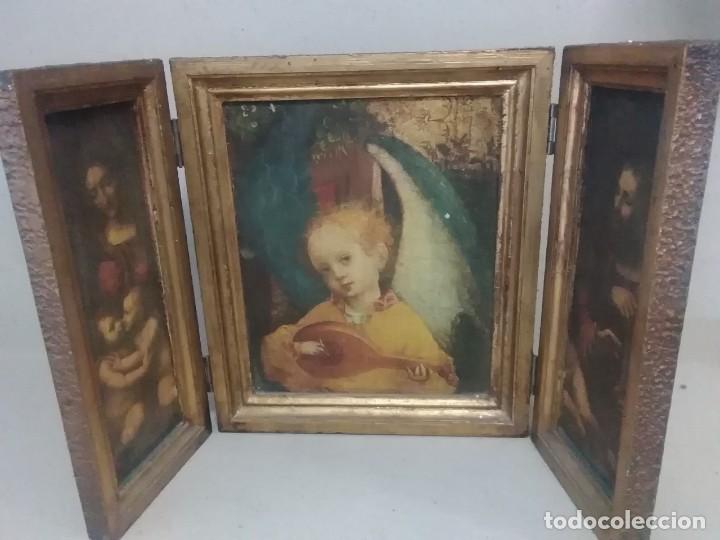 Arte: Triptico antiguo religioso 49x28x3 ctms - Foto 5