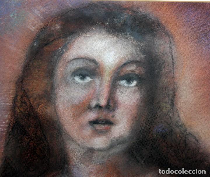 Arte: Virgen inmaculada de autor desconocido. Pastel sobre papel - Foto 3 - 168788584