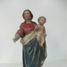 Antigua Virgen del Rosario - Talla de Madera Policromada - Escuela Catalana - S. XVII-XVIII