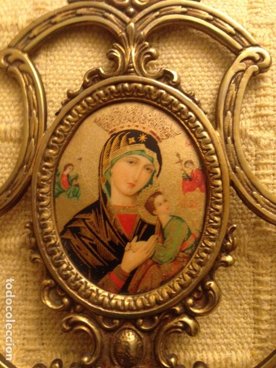 Arte: benditera antigua con virgen - Foto 3