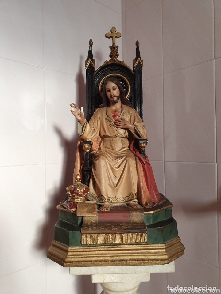 Sagrado Corazon De Jesus Sentado En Su Trono Re Comprar Escultura Religiosa Antigua En Todocoleccion 174037642