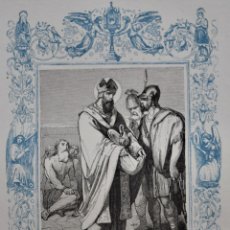 Arte: SAN DEOCRACIAS, OBISPO - GRABADO DÉCADAS 1850-1860 - BUEN ESTADO