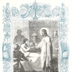 Arte: RESURRECCIÓN DE LA HIJA DE JAIRO - GRABADO DÉCADAS 1850-1860 - BUEN ESTADO