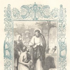 Arte: CURACIÓN DEL PARALÍTICO - GRABADO DÉCADAS 1850-1860 - BUEN ESTADO