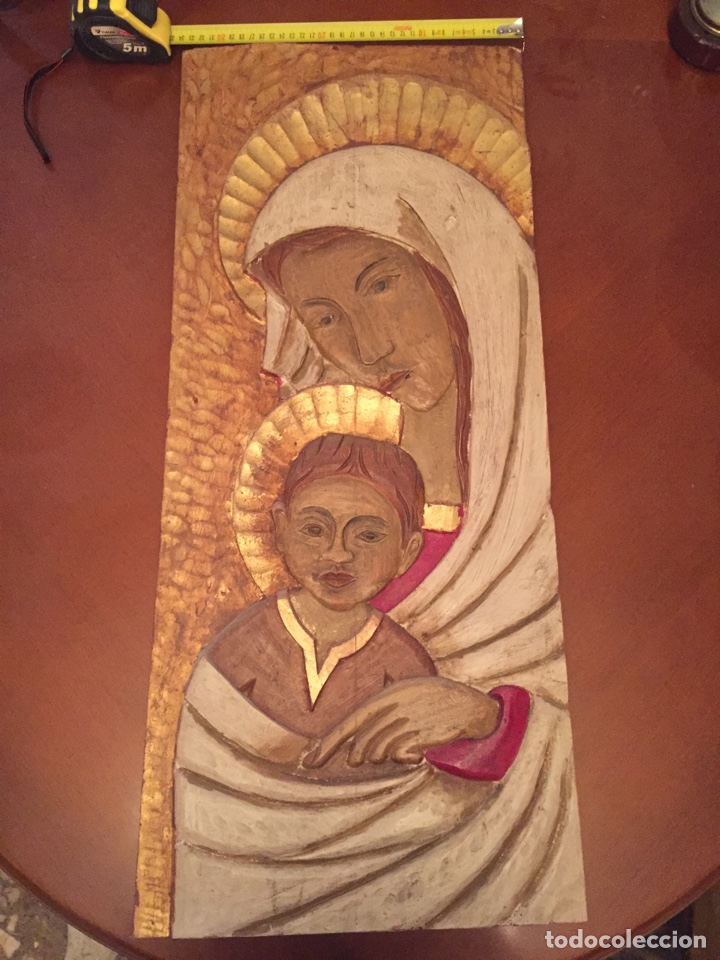Arte: Talla en madera de Virgen y ni&ntilde;o - Foto 2