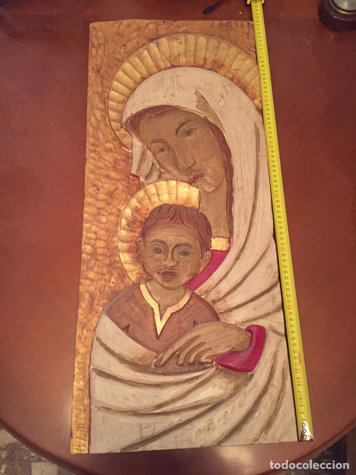 Arte: Talla en madera de Virgen y ni&ntilde;o - Foto 1
