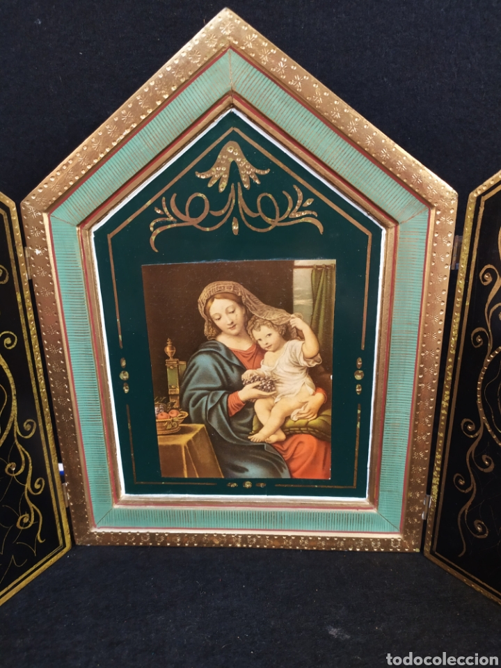 Arte: Triptico religioso, con imagen de Virgen de las uvas. - Foto 2