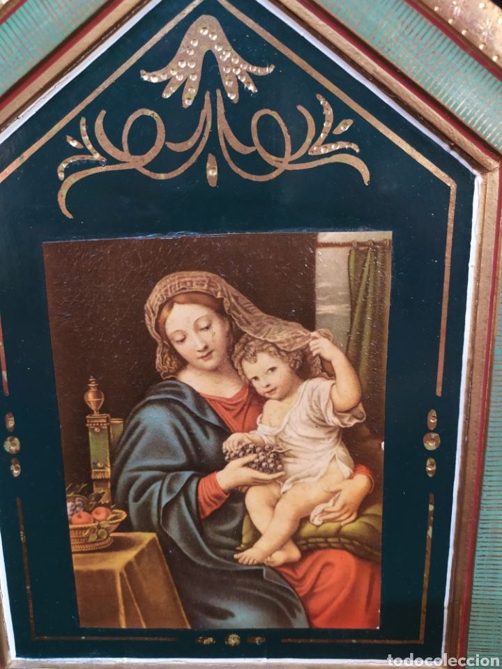 Arte: Triptico religioso, con imagen de Virgen de las uvas. - Foto 3