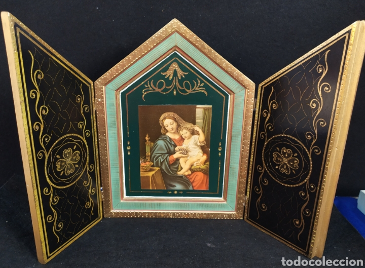 Arte: Triptico religioso, con imagen de Virgen de las uvas. - Foto 6