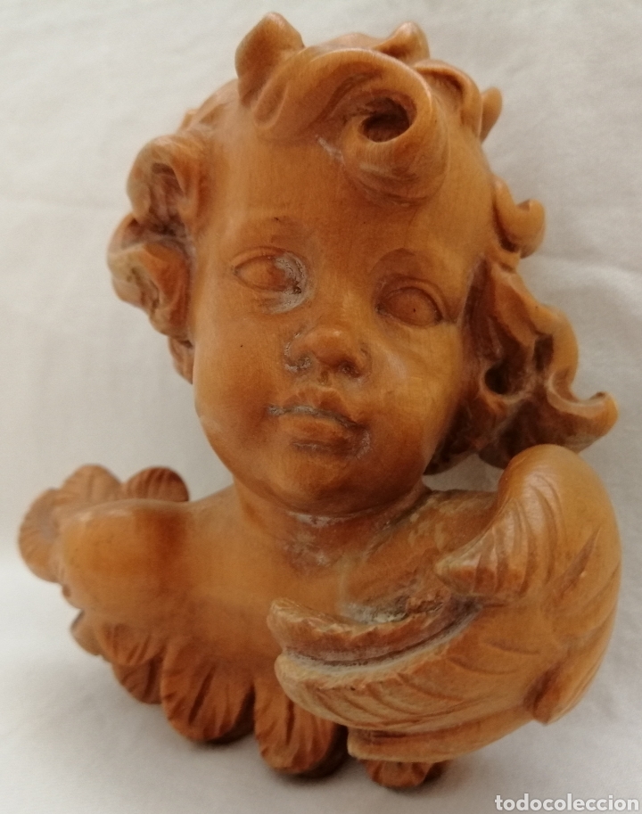 Arte: Antiguo Querub&iacute;n Madera. - Foto 1