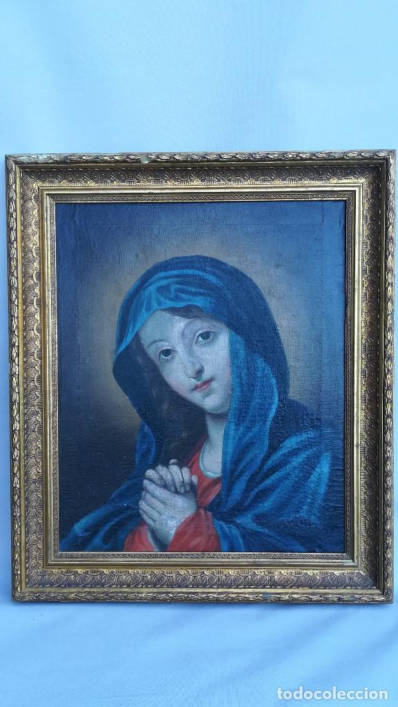 Arte: OLEO VIRGEN CON MANTO AZUL - Foto 1