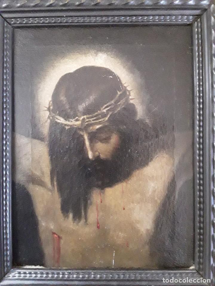 Arte: Busto de Cristo al &oacute;leo. Enmarcado - Foto 1