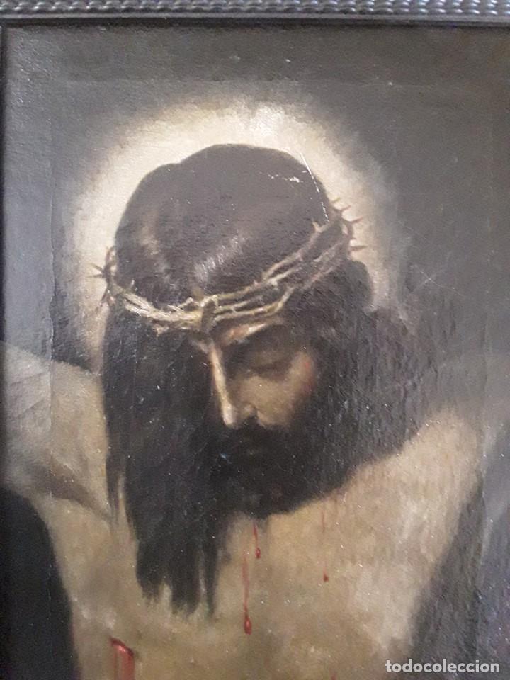 Arte: Busto de Cristo al &oacute;leo. Enmarcado - Foto 2