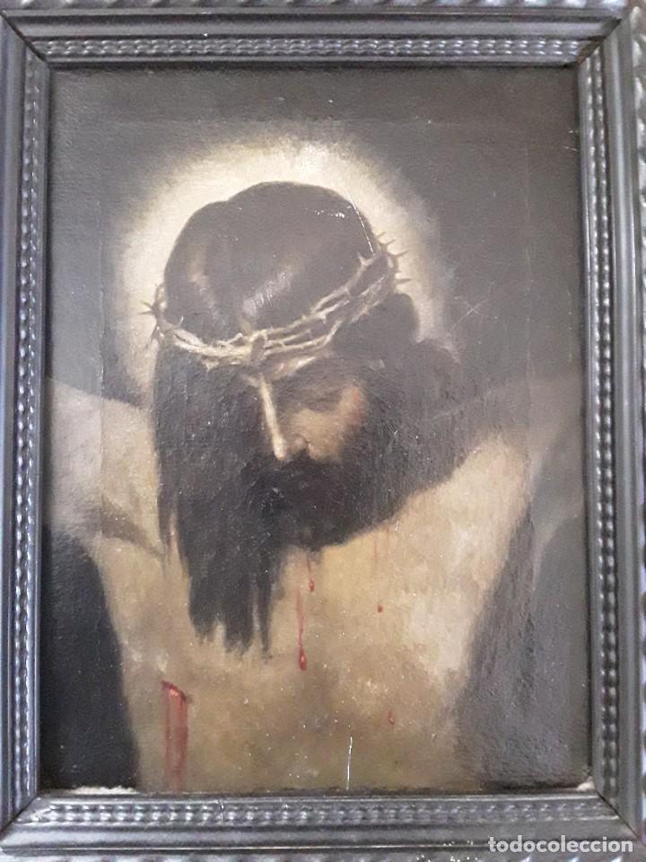 Arte: Busto de Cristo al &oacute;leo. Enmarcado - Foto 3